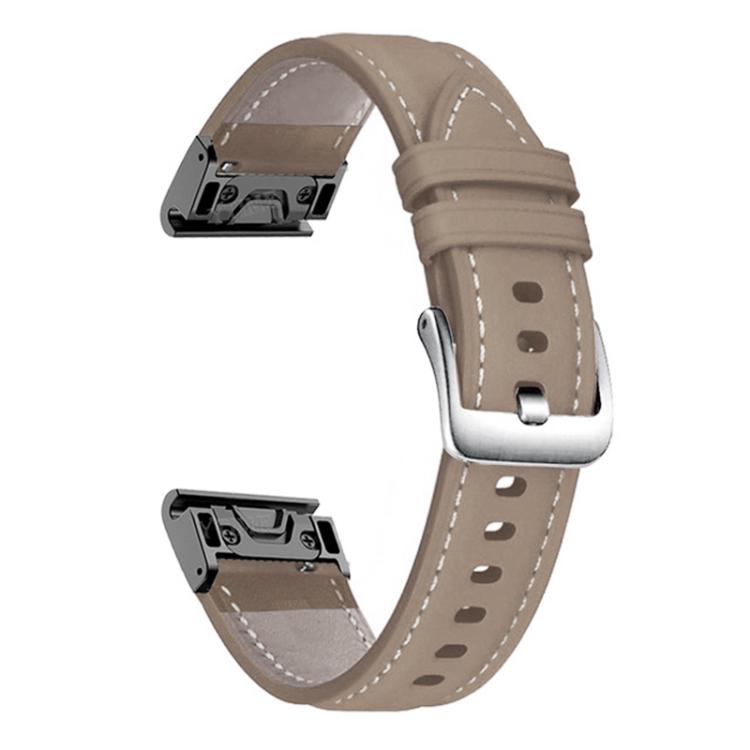 xDfind Silver Buckle Leather Quick Release Watch Band, For Garmin Fenix 7 / 7X / 6X 26mm, For Garmin Fenix 7 / 7X / 6X 22mm