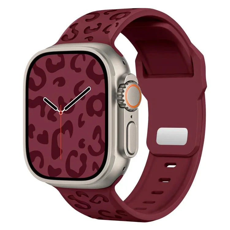 버클 오목 레오파드 실리콘 시계줄, 애플 워치 46mm / 49mm / 45mm / 44mm용, 애플 워치 42mm / 41mm / 40mm / 38mm용