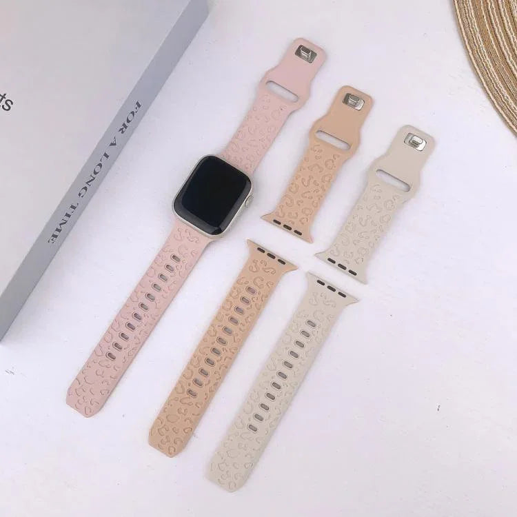 버클 오목 레오파드 실리콘 시계줄, 애플 워치 46mm / 49mm / 45mm / 44mm용, 애플 워치 42mm / 41mm / 40mm / 38mm용