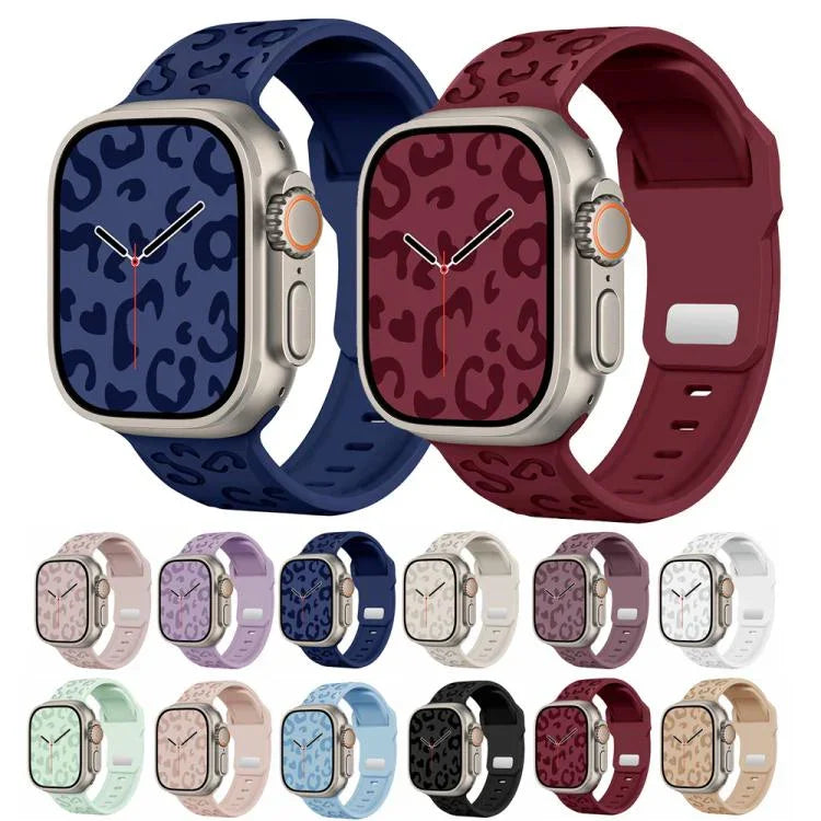 버클 오목 레오파드 실리콘 시계줄, 애플 워치 46mm / 49mm / 45mm / 44mm용, 애플 워치 42mm / 41mm / 40mm / 38mm용