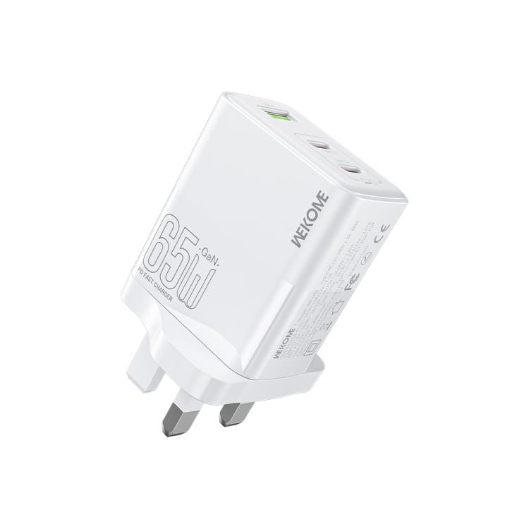 WK WP-U66 킨콩 65W 듀얼 USB-C / 타입-C + USB GaN 고속 충전기, UK 플러그, US 플러그, EU 플러그