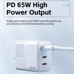 WK WP-U66 킨콩 65W 듀얼 USB-C / 타입-C + USB GaN 고속 충전기, UK 플러그, US 플러그, EU 플러그