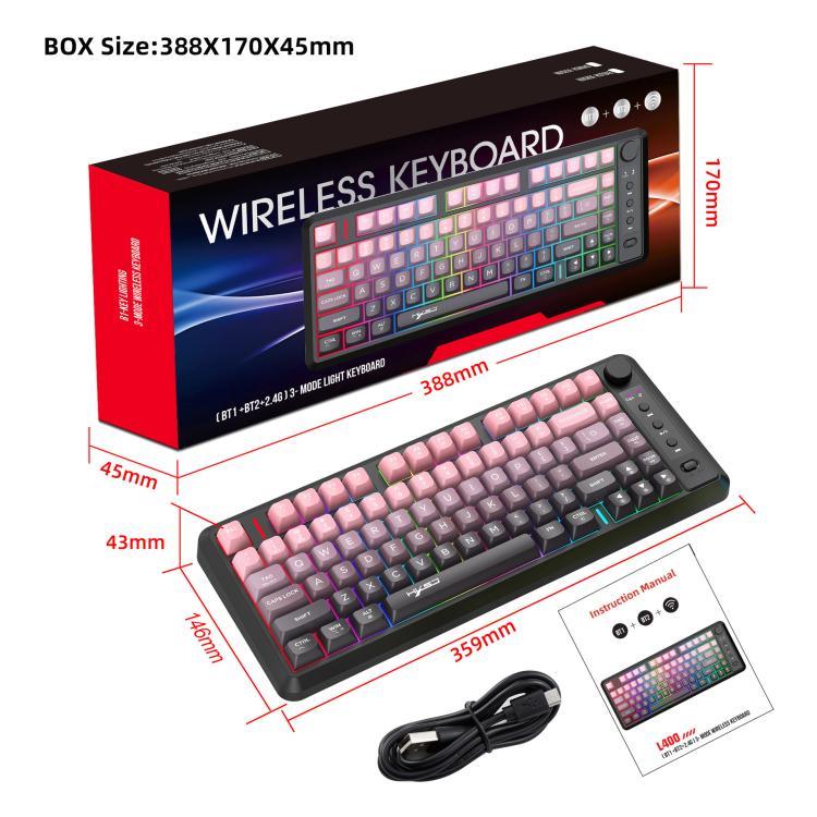 HXSJ L400 3모드 무선 RGB 라이트 박막 81키 키보드