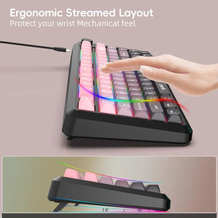 HXSJ L400 3모드 무선 RGB 라이트 박막 81키 키보드