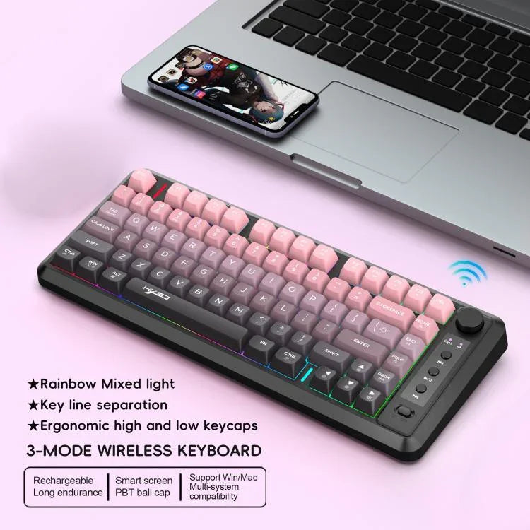 HXSJ L400 3모드 무선 RGB 라이트 박막 81키 키보드