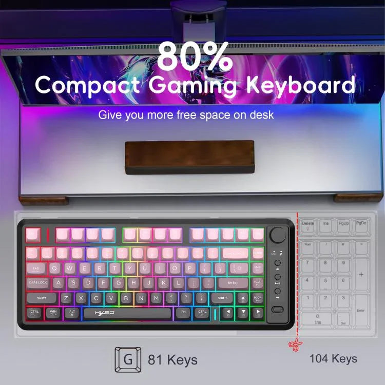 HXSJ L400 3모드 무선 RGB 라이트 박막 81키 키보드