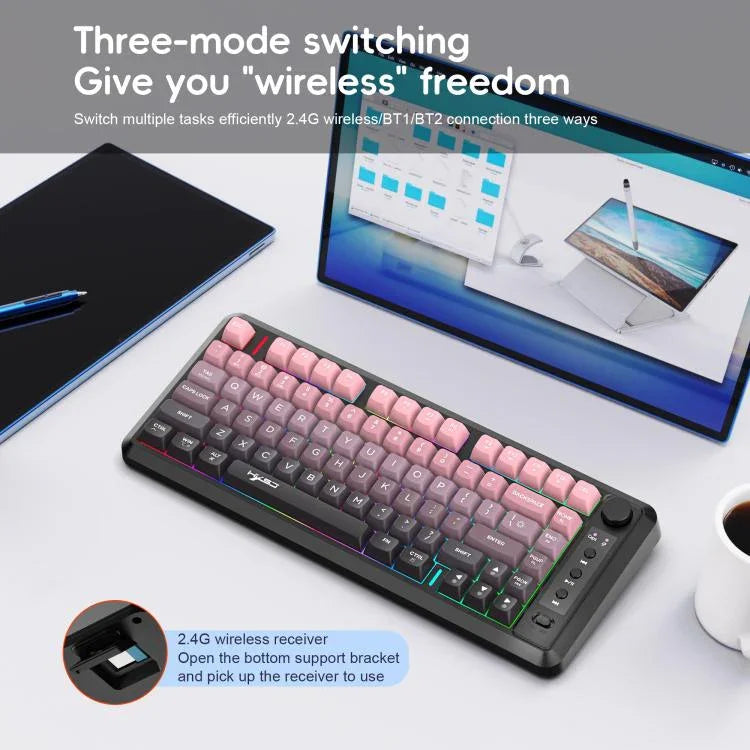 HXSJ L400 3모드 무선 RGB 라이트 박막 81키 키보드