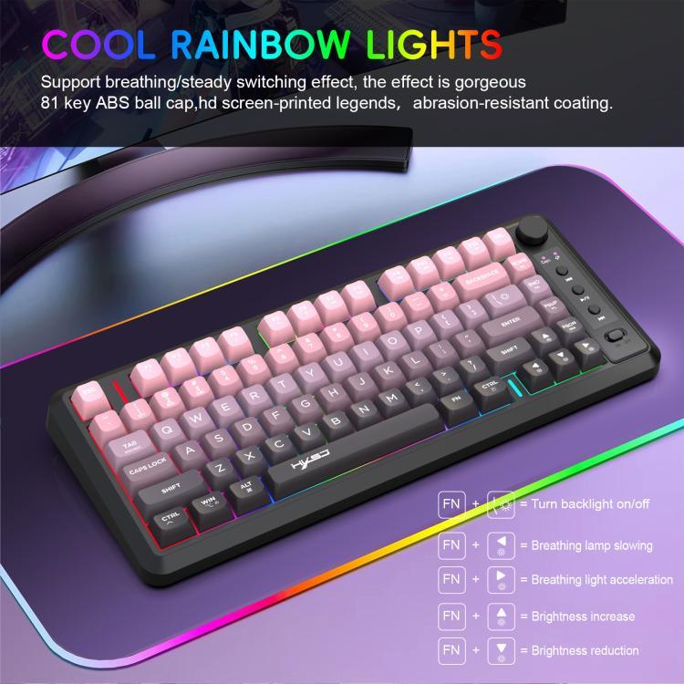 HXSJ L400 3모드 무선 RGB 라이트 박막 81키 키보드