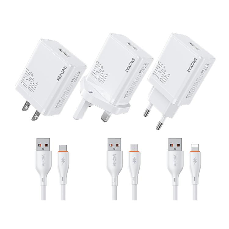 WK WP-U76 킨콩 12W USB 충전기 세트, UK 플러그, US 플러그, EU 플러그