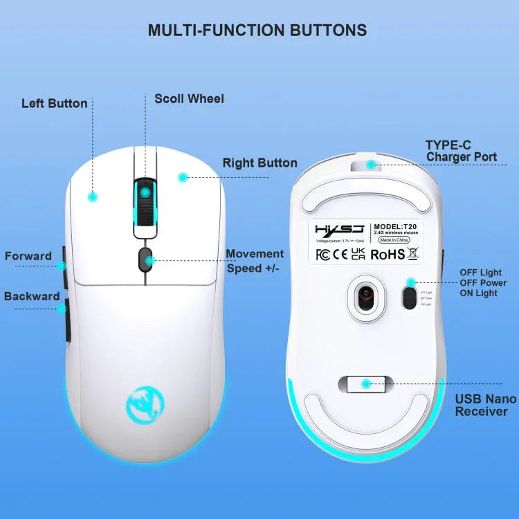 HXSJ T20 2.4GHz 충전식 무선 마우스