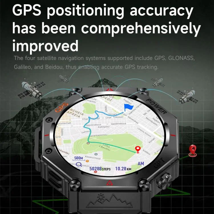 KC91 1.39인치 IPS 화면 3ATM 아웃도어 GPS 스마트워치 플래시라이트 포함