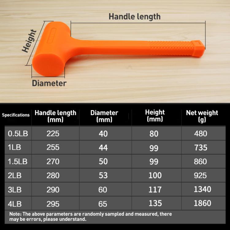 다기능 비탄성 고무 설치 망치, 0.5LB, 1.5LB, 1LB, 2.5LB, 2LB, 3LB, 4LB