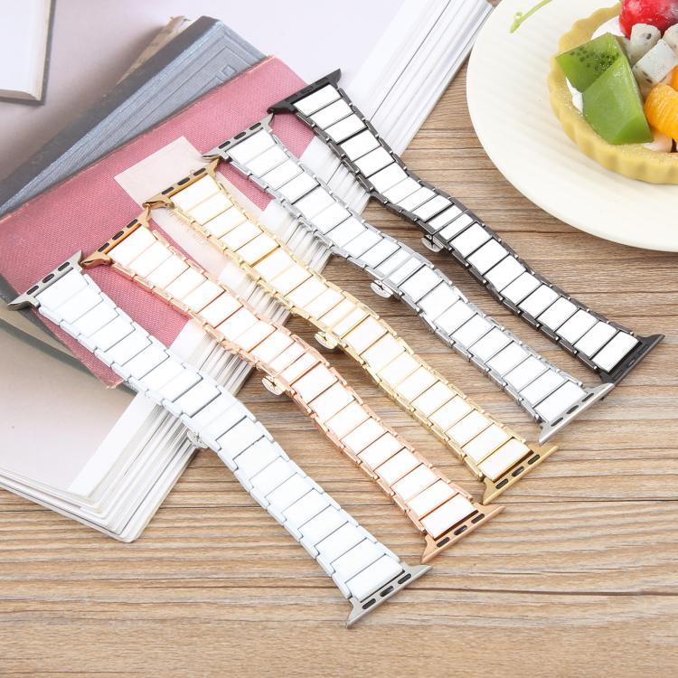 Three Beads 세라믹 18mm 스틸 시계줄, 애플 워치 46mm / 49mm / 45mm / 44mm용, 애플 워치 42mm / 41mm / 40mm / 38mm용