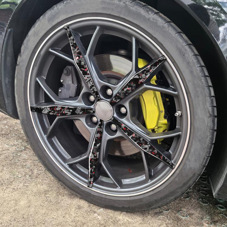 20pcs/Set Forged Gold Foil Carbon Fiber Car Wheels Decorative Sticker for Chevrolet Corvette C8 2020-, Left and Right Driver, Wheels