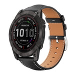 xDfind Flat Head Black Shark Fine Grain Leather Watch Band, For Garmin Fenix 8/7/6/5 22mm 20mm, For Garmin Fenix 8/7X/6X/5X 26mm 22mm, For Garmin Forerunner 220/735/735XT/230/235 20mm, For Garmin Forerunner 35/30/35j 20mm