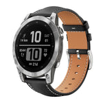 xDfind Flat Head Black Shark Fine Grain Leather Watch Band, For Garmin Fenix 8/7/6/5 22mm 20mm, For Garmin Fenix 8/7X/6X/5X 26mm 22mm, For Garmin Forerunner 220/735/735XT/230/235 20mm, For Garmin Forerunner 35/30/35j 20mm