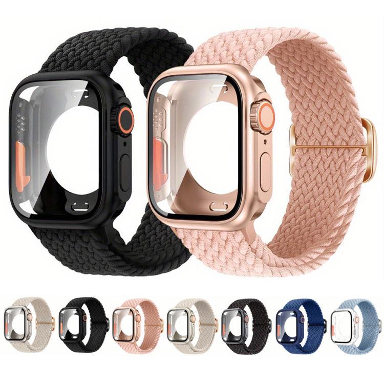 사다리 버클 루프 나일론 시계줄과 울트라 49mm 필름 PC 커버 교체용, 애플 워치 시리즈 44mm용, 애플 워치 시리즈 40mm용, 애플 워치 시리즈 10 / 11 46mm용, 애플 워치 시리즈 10 / 11 42mm용, 애플 워치 시리즈 45mm용