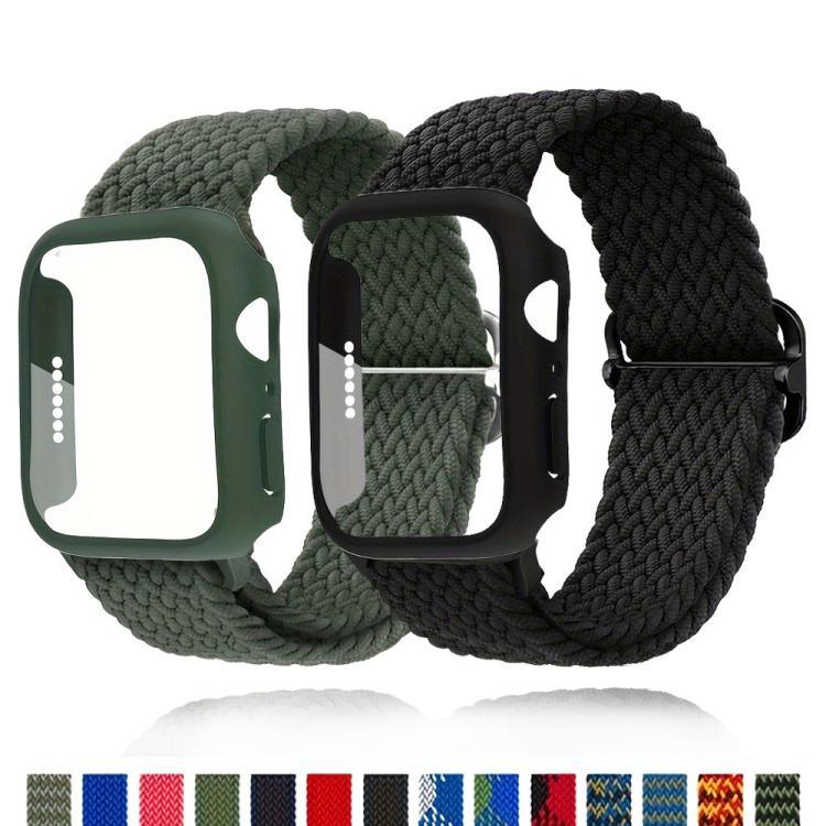 Ladder Buckle Loop Nylon Watch Band with Film Frosted PC Cover, For Apple Watch Series 44mm, For Apple Watch Series 40mm, For Apple Watch Series 10 / 11 46mm, For Apple Watch Series 10 / 11 42mm, For Apple Watch Series 45mm, For Apple Watch Series 41mm