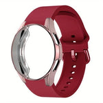 실리콘 시계 밴드와 TPU 케이스, Samsung Galaxy Watch 7 44mm용, Samsung Galaxy Watch 7 40mm용, Samsung Galaxy Watch 4 Classic 46mm용, Samsung Galaxy Watch 4 Classic 42mm용