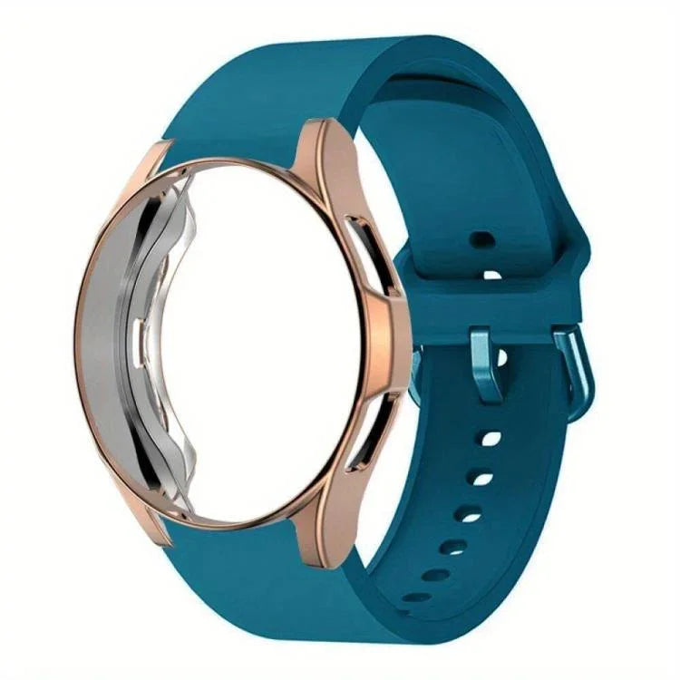 실리콘 시계 밴드와 TPU 케이스, Samsung Galaxy Watch 7 44mm용, Samsung Galaxy Watch 7 40mm용, Samsung Galaxy Watch 4 Classic 46mm용, Samsung Galaxy Watch 4 Classic 42mm용