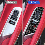 2pcs/Set Forged Gold Foil Carbon Fiber Car Window Lift Decorative Sticker for Chevrolet Corvette C8 2020-, Left Driver, Window Lift, Left Driver