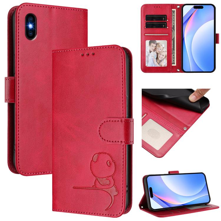 리터 판다 엠보싱 RFID 가죽 폰 케이스 목걸이 끈 포함, iPhone 11 Pro Max용, iPhone 11용, iPhone 11 Pro용, iPhone X / XS용, iPhone XR용, iPhone XS Max용, iPhone 8 Plus / 7 Plus용