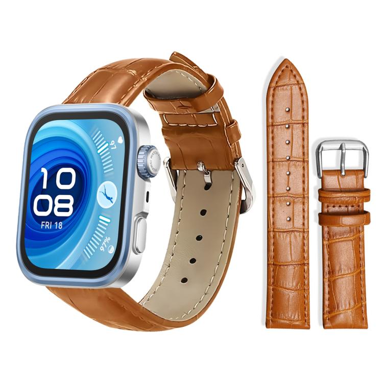 xDfind Bamboo Texture Pin Buckle Leather Watch Band, For Huawei Watch Fit 5 / Fit 5 Pro 20mm, For Huawei Band 10 / 9 / 8 14mm, For Huawei Watch D2 22mm