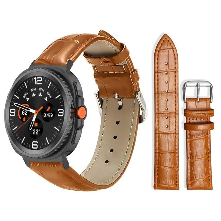xDfind Bamboo Texture Pin Buckle Leather Watch Band, For Samsung Galaxy Watch Ultra / Ultra 2025 22mm, For Samsung Galaxy Watch8 / Wacth8 Classic 22mm, For Samsung Galaxy Watch7 / FE / 6 / 5 / 4 20mm, For Samsung Galaxy Fit3 SM-R390 20mm