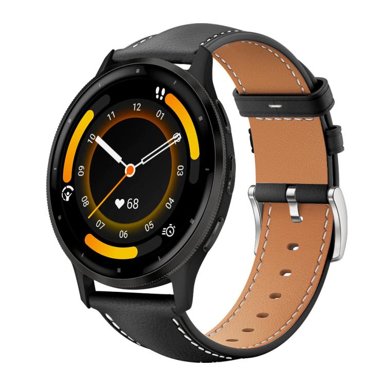 xDfind Flat Head Black Shark Fine Grain Leather Watch Band, 20mm For Garmin GarminMove Sport / vivoactive5/3, 22mm For Garmin Venu 3 / vivoactive4, 20mm For Garmin venu 2 / venu / Sq2 / Sq