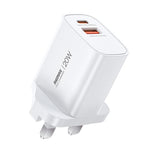 REMAX U187-AC 20W USB 및 Type-C GaN 고속 충전기, EU 플러그, 영국 플러그