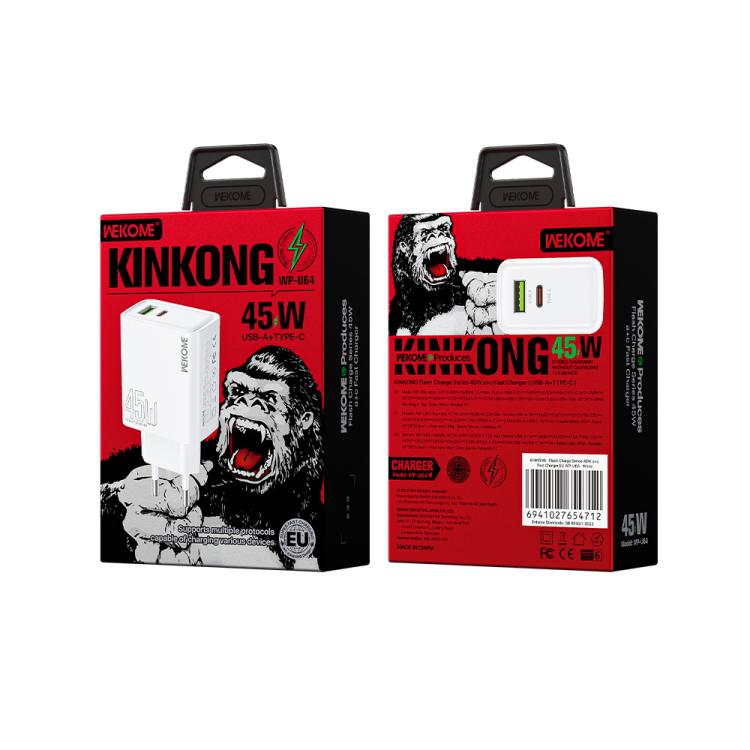 WK WP-U64 45W Kinkong Flash Charge USB+Type-C Port Fast Charger, EU Plug, UK Plug, US Plug