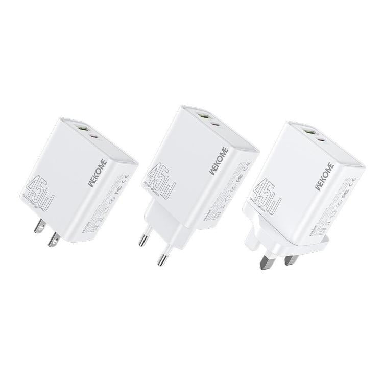 WK WP-U64 45W Kinkong Flash Charge USB+Type-C Port Fast Charger, EU Plug, UK Plug, US Plug