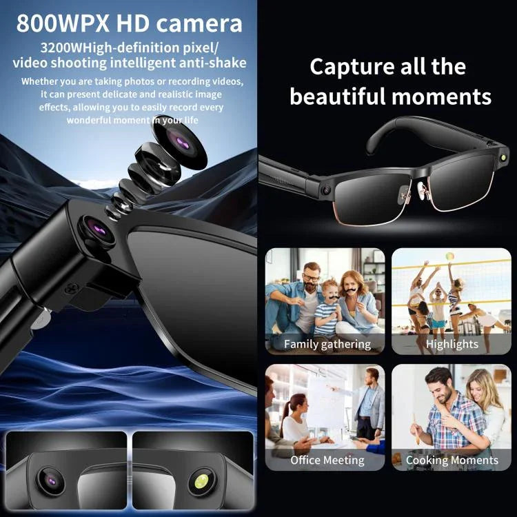 L802 스마트 글라스 8MP HD 카메라 비디오 녹화 WiFi 전송 AI 스마트 음성 비서 스마트 웨어러블 헤드셋