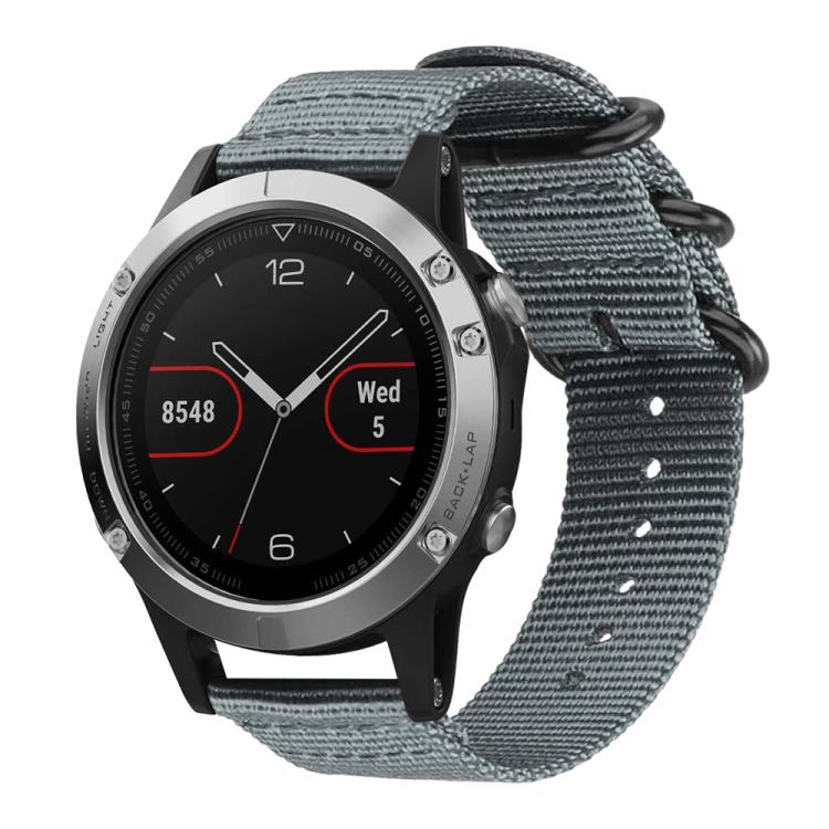 xDfind Ring Buckle Nylon Canvas Watch Band, For Garmin Fenix 8/7X/6X/5X 26mm, For Garmin Fenix 8/7/6/5 22mm, For Garmin Forerunner 235/220/620/630, For Garmin Forerunner 35 / 30 / 35J