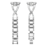 xDfind X-Shaped Single Row Diamond Metal Watch Band, 22mm, 20mm, 18mm