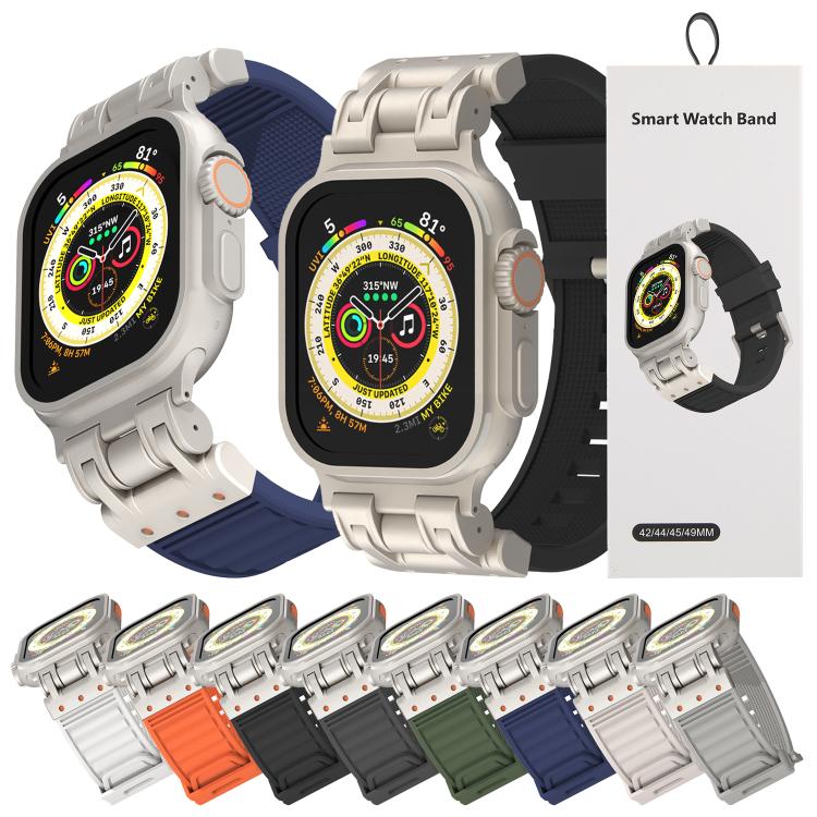 Mecha Stripe Texture Silicone Watch Band, For Apple Watch 46mm / 49mm / 45mm / 44mm