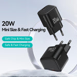 USAMS CC260 20W GaN USB-C / 타입-C 포트 미니 고속 충전기, CC260