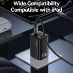 USAMS CC265 67W GaN 2 x 타입-C, USB 트리플 포트 미니 고속 충전기, CC265