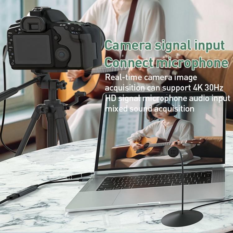 U2 4K 30Hz HDMI to Type-C HD 비디오 캡처 카드 마이크 믹서 포함