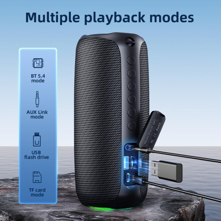 Zealot MP2 20W 휴대용 야외 RGB 블루투스 스피커, 마이크 없음(블루), 마이크 없음(카모플라주), 마이크 없음(블랙)