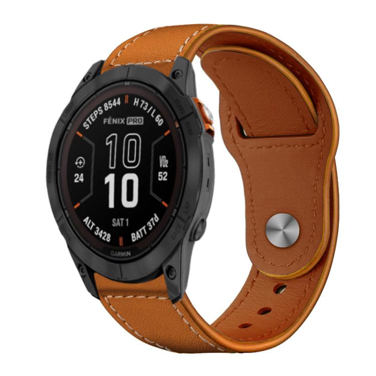 xDfind Rivet Buckle Genuine Leather Watch Band, For Garmin Fenix 8/7X/6X/5X 26mm, For Garmin Fenix 8/7/6/5 22mm