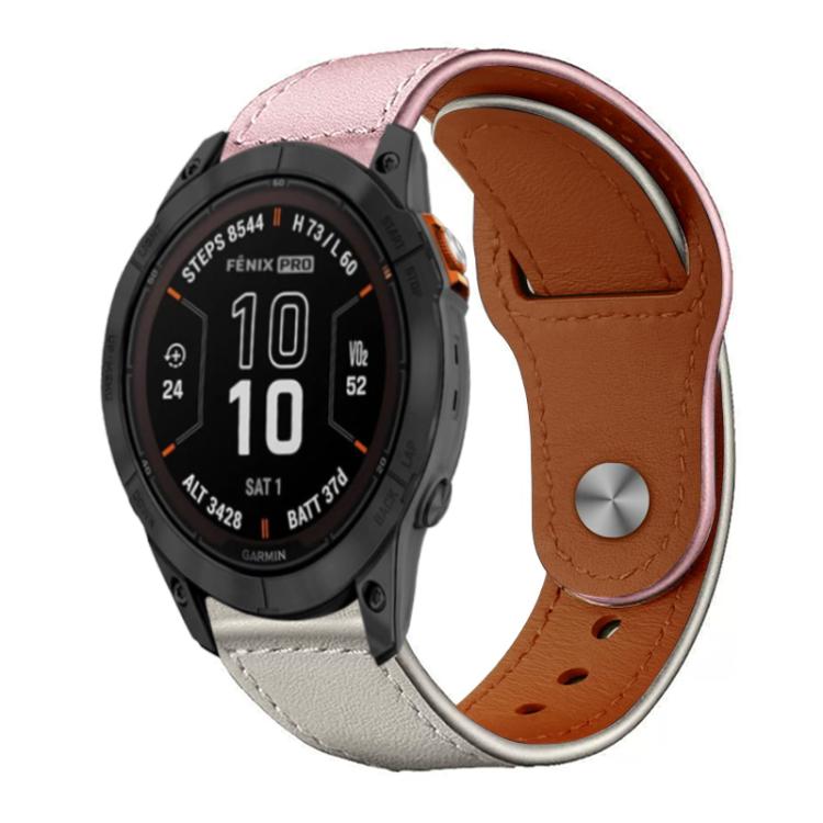 xDfind Rivet Buckle Genuine Leather Watch Band, For Garmin Fenix 8/7X/6X/5X 26mm, For Garmin Fenix 8/7/6/5 22mm