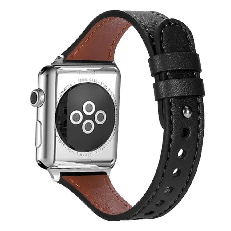 xDfind 더블 링 단일 리벳 천연 가죽 시계줄, Apple Watch 42 / 44 / 45 / 46 / 49mm용, Apple Watch 38 / 40 / 41 / S10 42mm용
