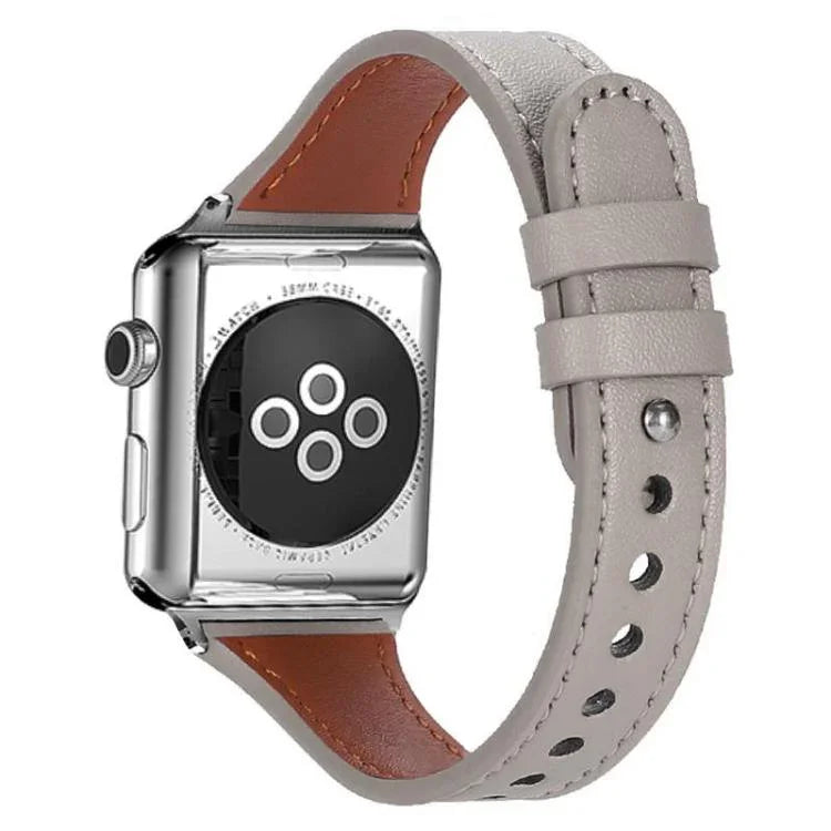 xDfind 더블 링 단일 리벳 천연 가죽 시계줄, Apple Watch 42 / 44 / 45 / 46 / 49mm용, Apple Watch 38 / 40 / 41 / S10 42mm용