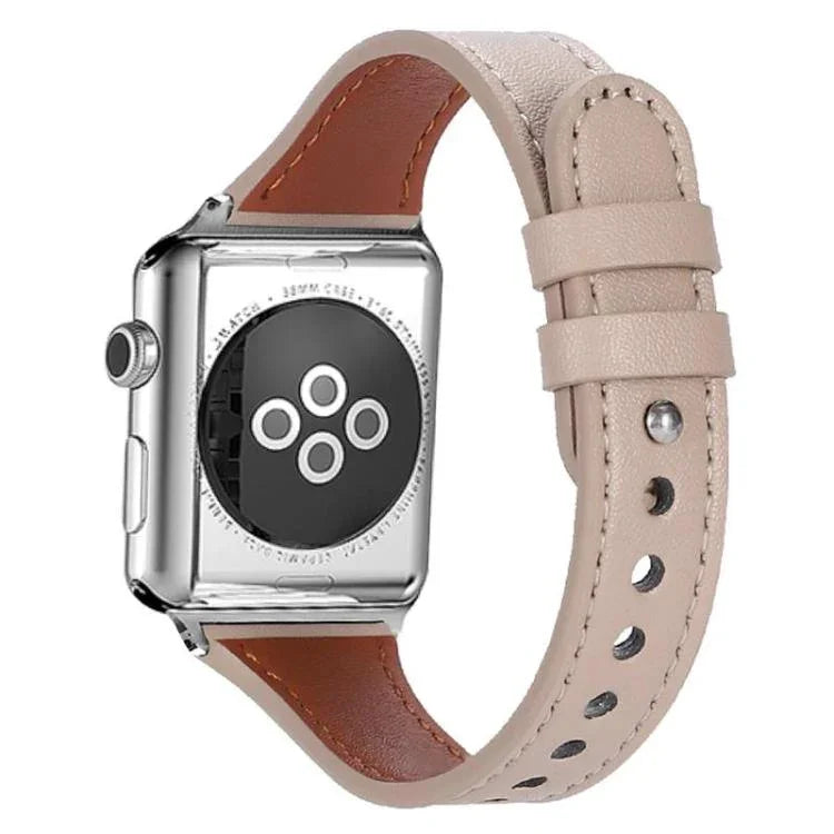xDfind 더블 링 단일 리벳 천연 가죽 시계줄, Apple Watch 42 / 44 / 45 / 46 / 49mm용, Apple Watch 38 / 40 / 41 / S10 42mm용