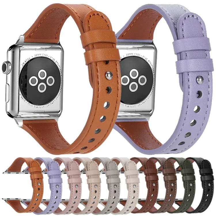 xDfind 더블 링 단일 리벳 천연 가죽 시계줄, Apple Watch 42 / 44 / 45 / 46 / 49mm용, Apple Watch 38 / 40 / 41 / S10 42mm용