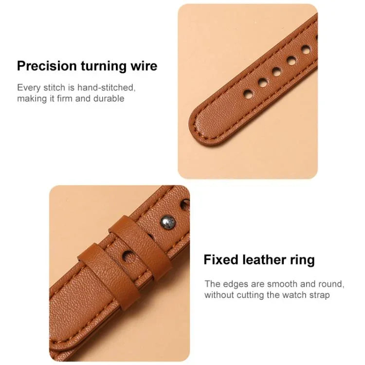 xDfind 더블 링 단일 리벳 천연 가죽 시계줄, Apple Watch 42 / 44 / 45 / 46 / 49mm용, Apple Watch 38 / 40 / 41 / S10 42mm용