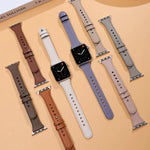 xDfind 더블 링 단일 리벳 천연 가죽 시계줄, Apple Watch 42 / 44 / 45 / 46 / 49mm용, Apple Watch 38 / 40 / 41 / S10 42mm용