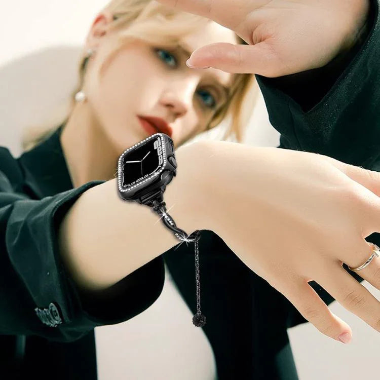 xDfind 트위스트 팔찌 다이아몬드 금속 시계줄, Apple Watch 42 / 44 / 45 / 46 / 49mm용, Apple Watch 38 / 40 / 41 / S10 42mm용