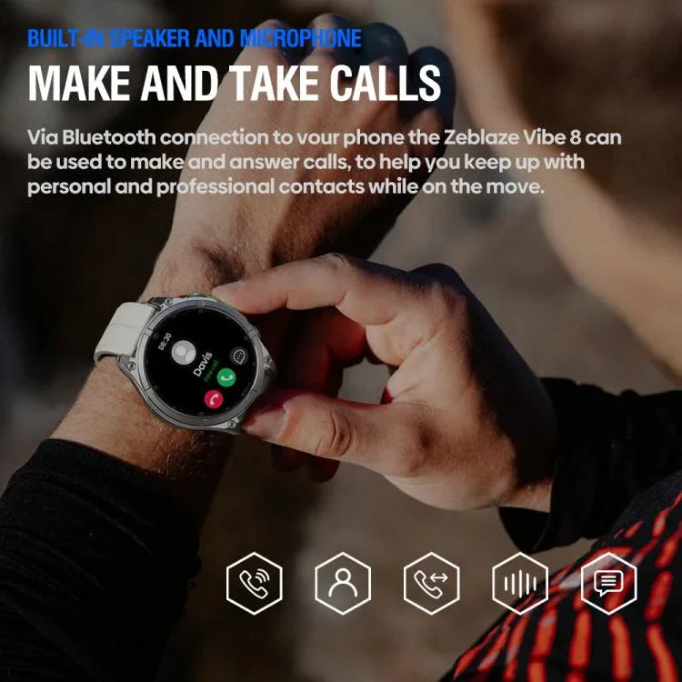 Zeblaze Vibe 8 견고한 아웃도어 스마트워치 1.43인치 화면 5 ATM & IP69K 내장 플래시라이트